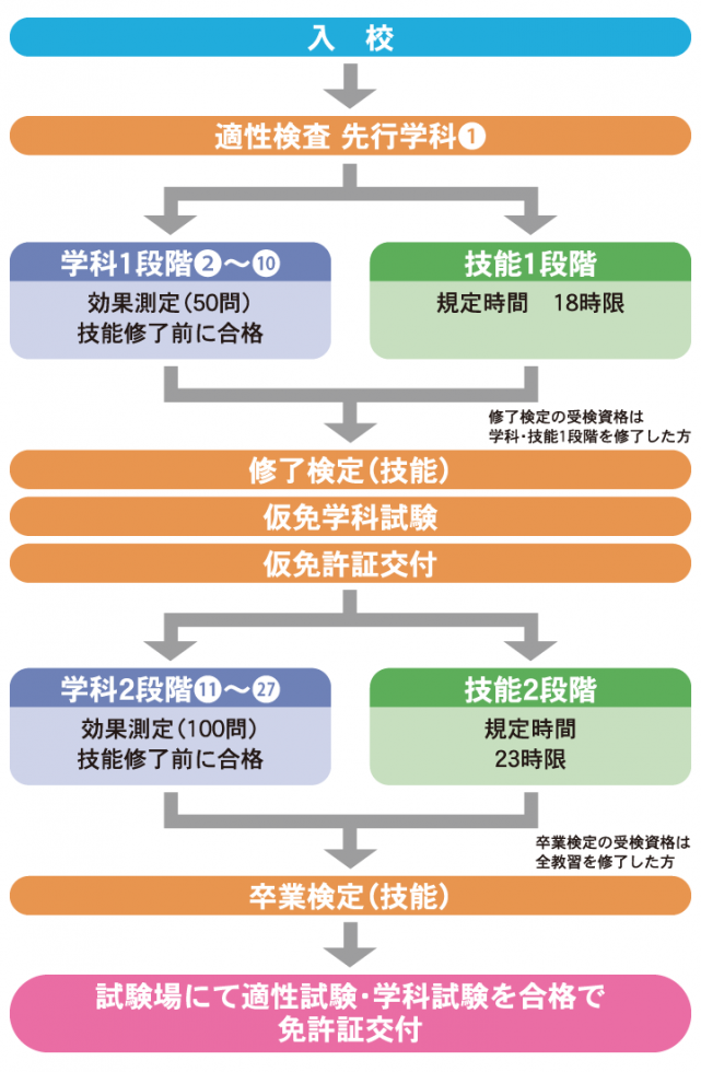 準中型自動車免許取得の流れ