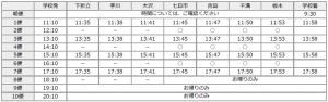 湯之谷方面（冬時刻表）