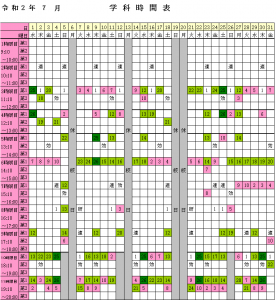 2020年7月学科時間表