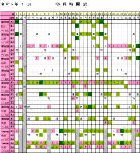 2023年7月学科時間表