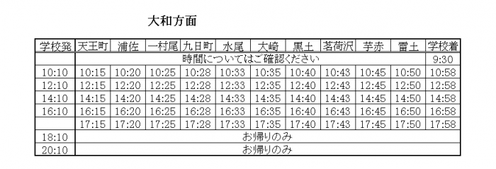 大和方面10月から1月