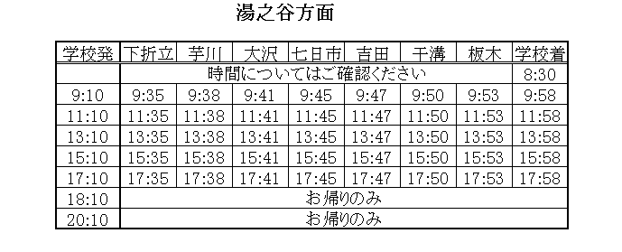 湯之谷方面2月から9月